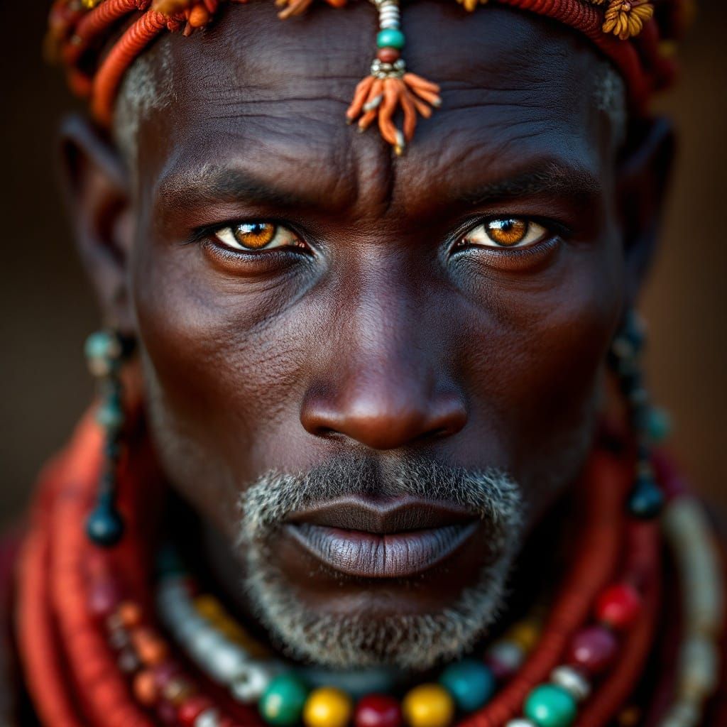 Maasai Warrior Portrait in Earthy Tones