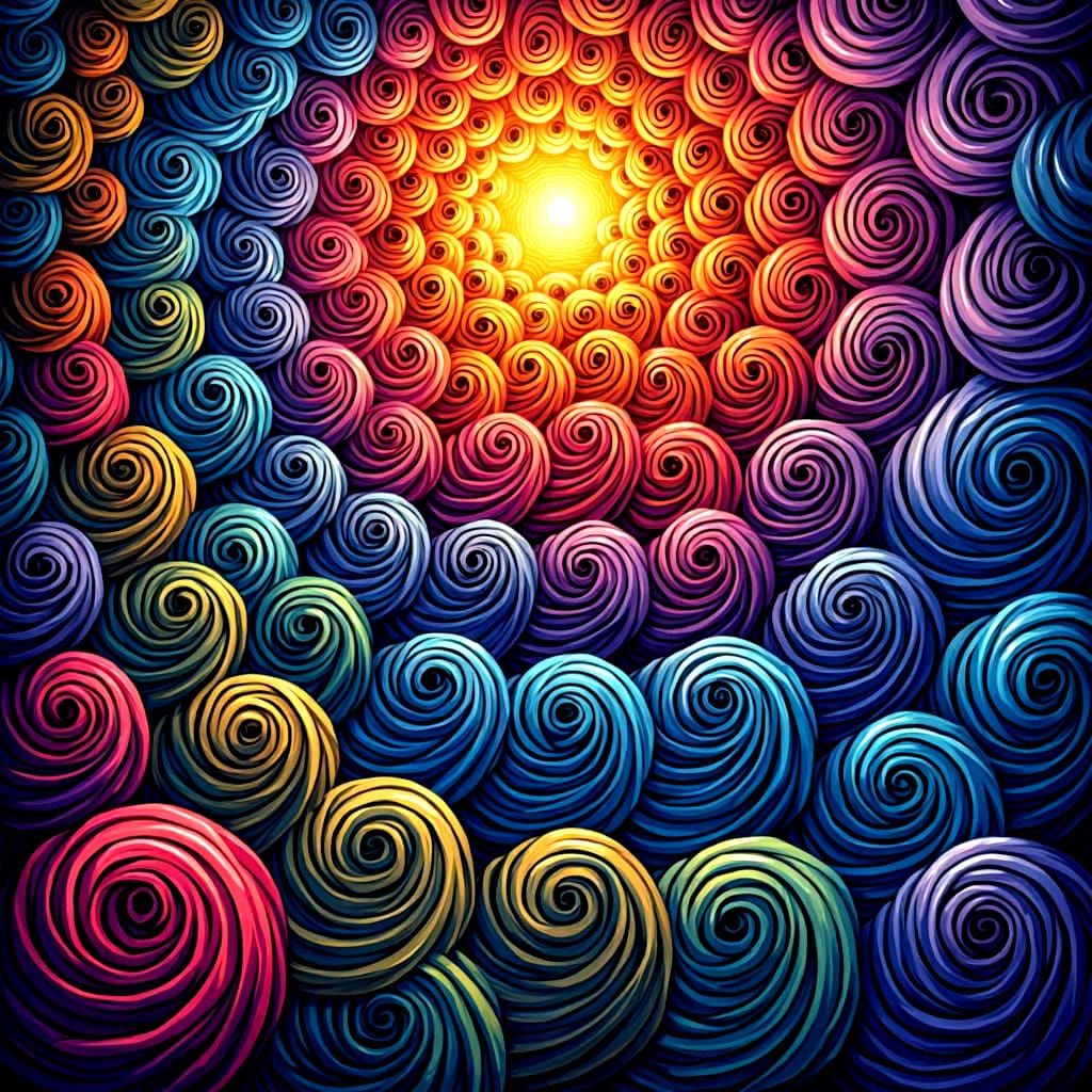 Colorful Spirals in an Imaginary Garden