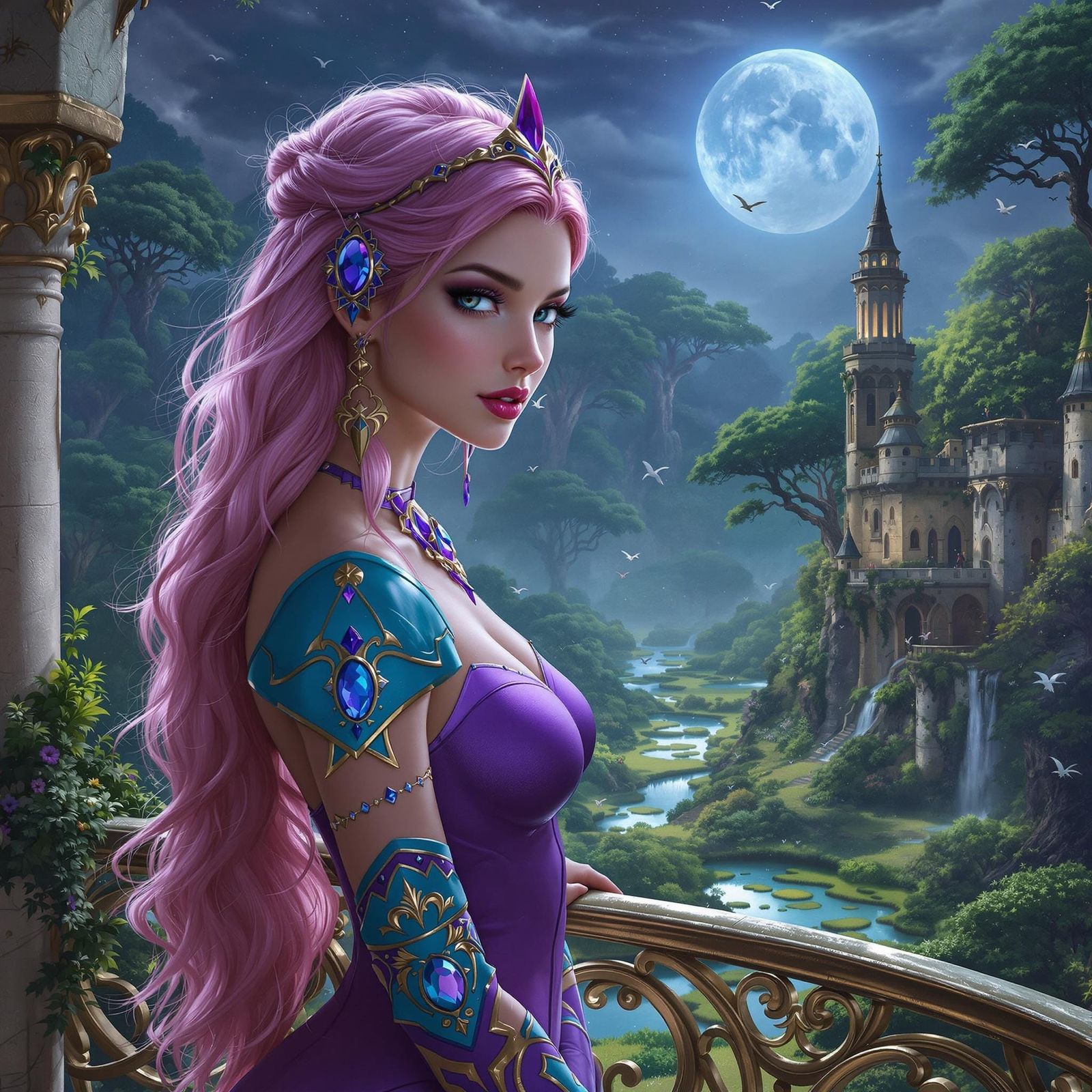 Glimmer Overlooks Magical Forest: Photoreal Style