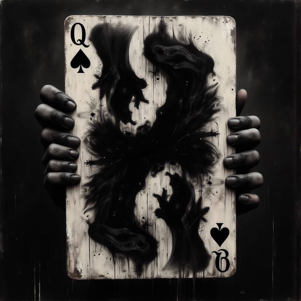 Surreal Grunge Card Illustration Depicts Dark Murder Scene