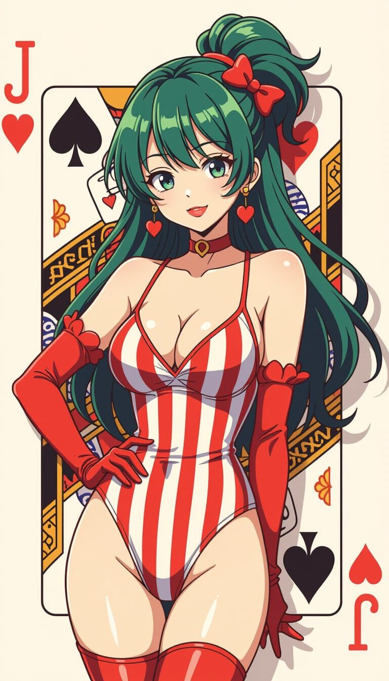 Joker of Hearts Woman in Vibrant Manga Style