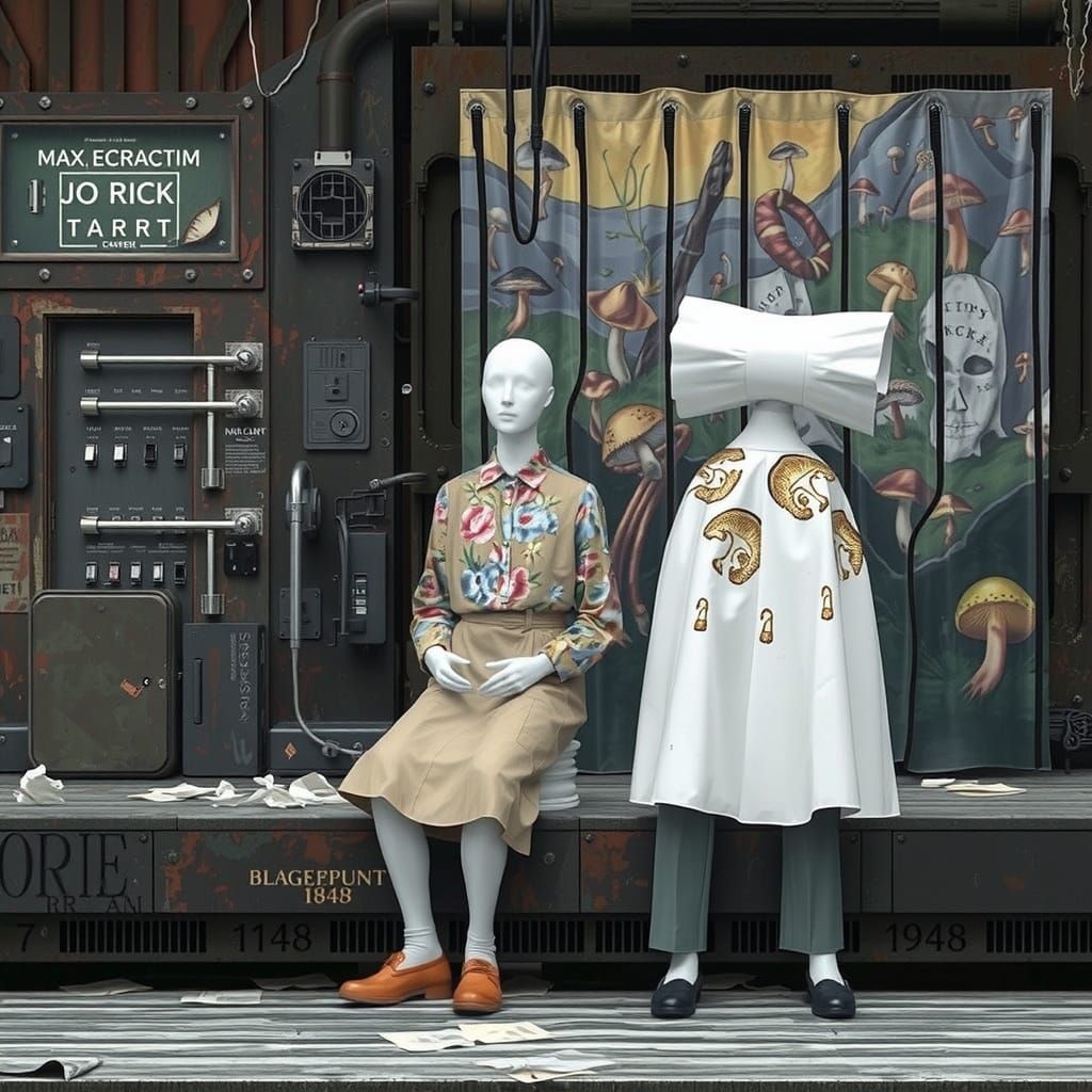 Surreal Hyperreal Scene in Mixed-Media Aesthetic