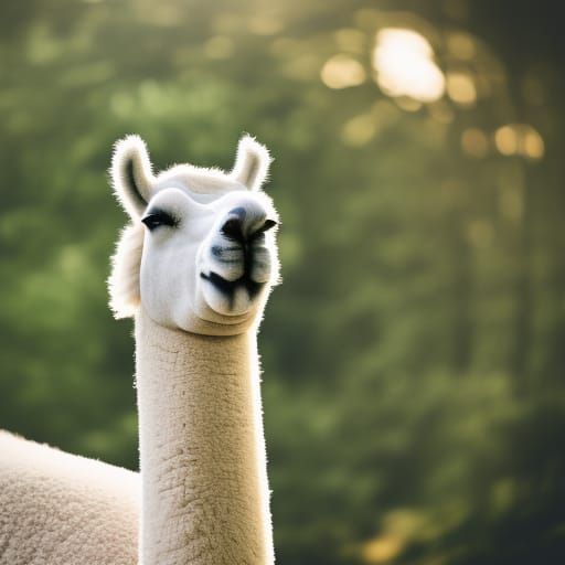Lama Portrait in Natural Bokeh Lighting