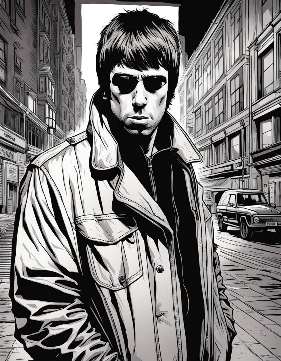 Liam Gallagher in Comic Book Art Style