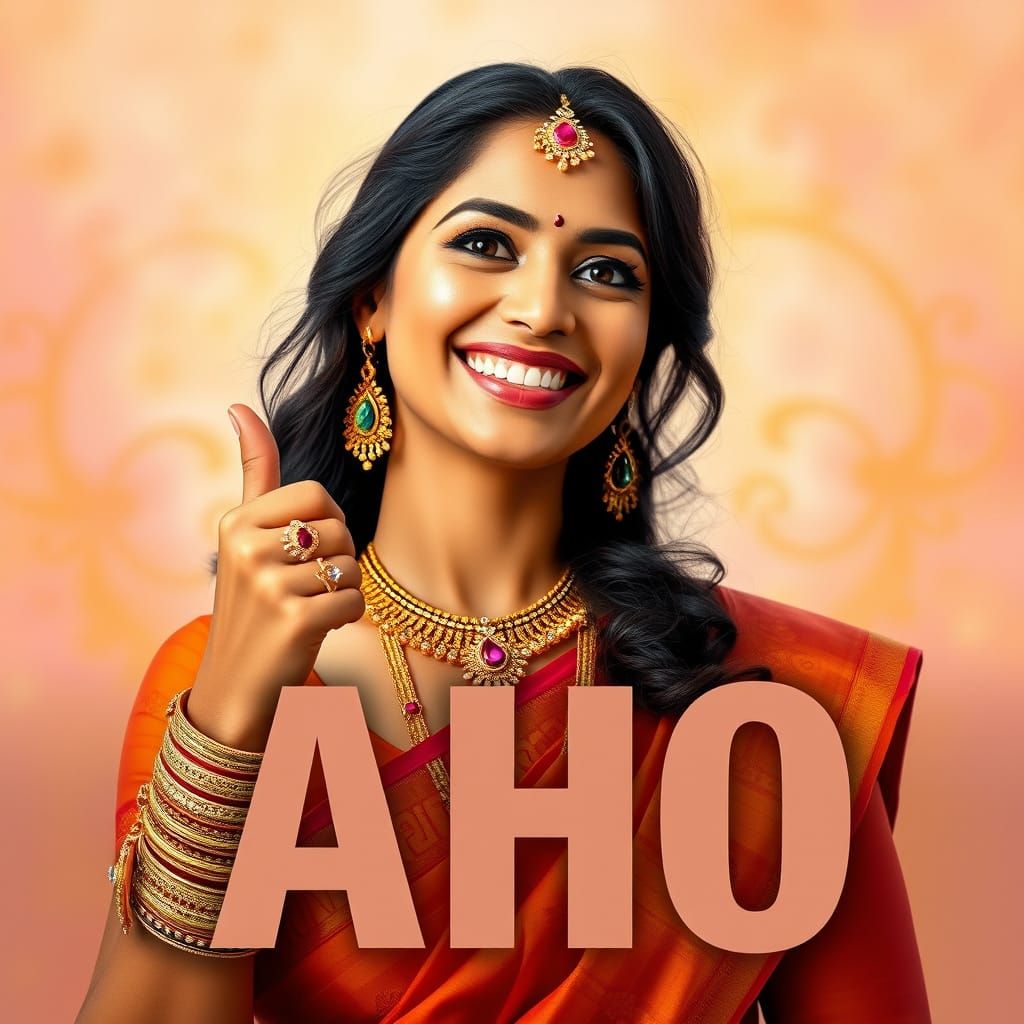 Elegant Indian Woman in Golden Splendor