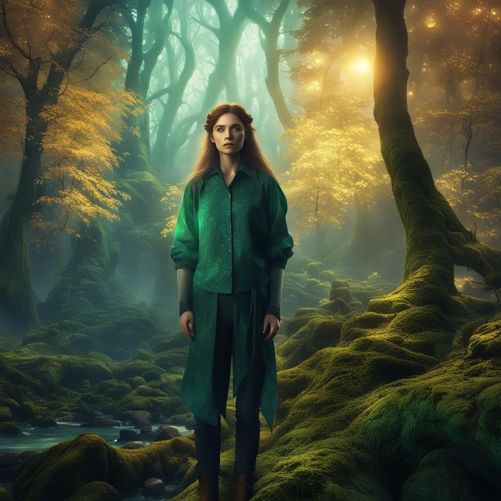 Mystical Forest Girl in Digital Matte Painting