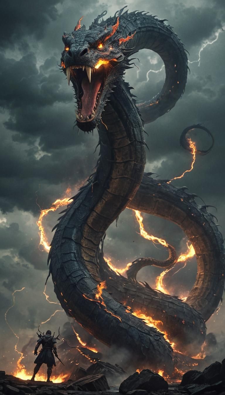 Raging Serpent Summons Storms and Fire
