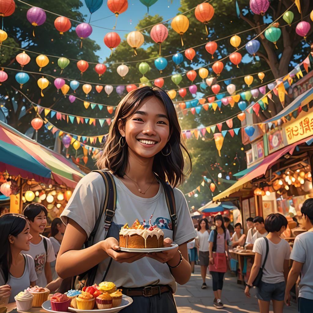 Thai Student at Campus Festival: Cinematic Rendering