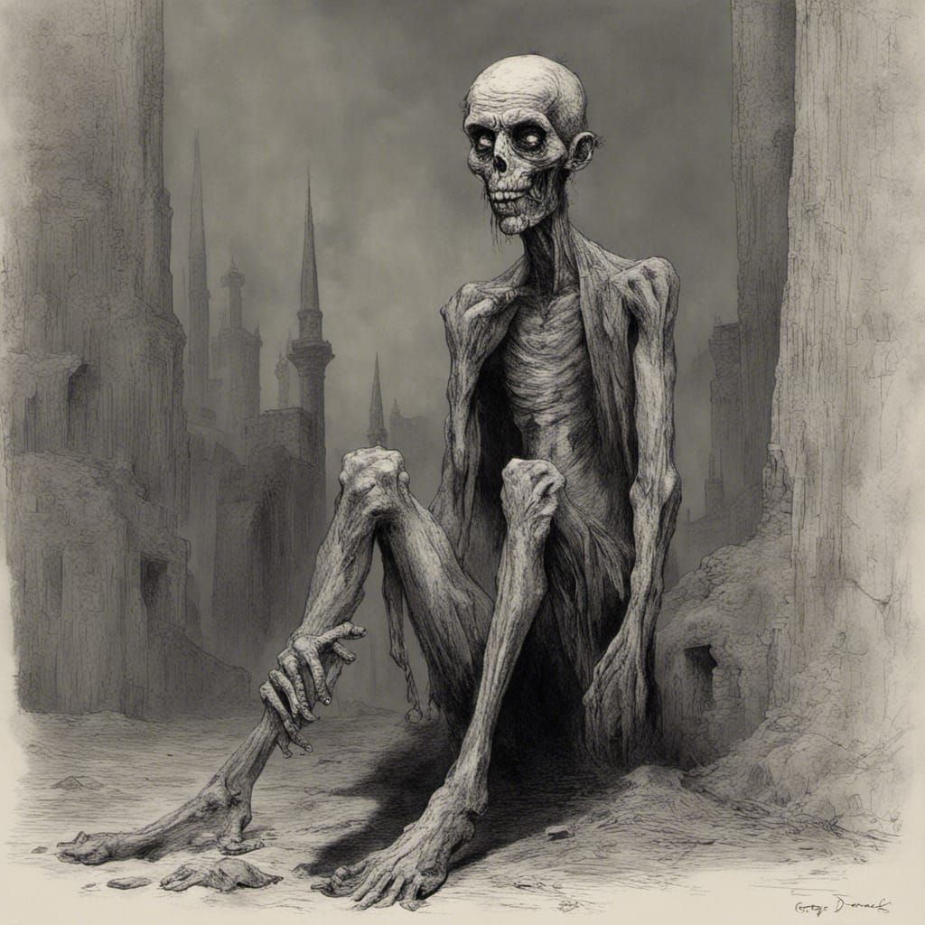 Horrific Skinless Man with Bleeding Eyes