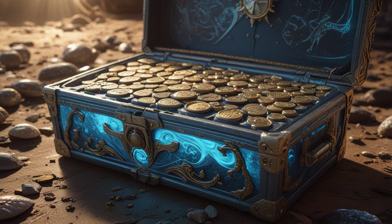 Dragon-Guarded Treasure Chest in Space: Sci-Fi Art