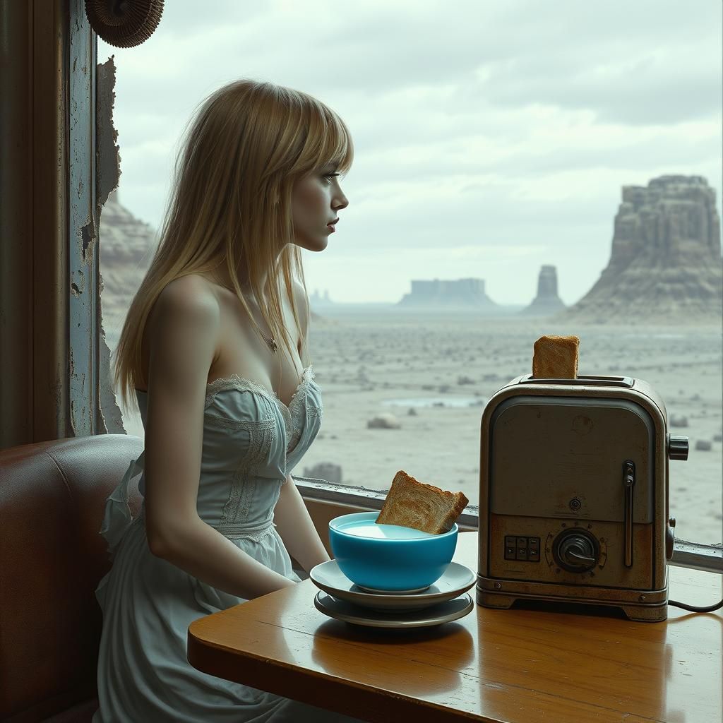Post-Apocalyptic Diner with Glowing Milk