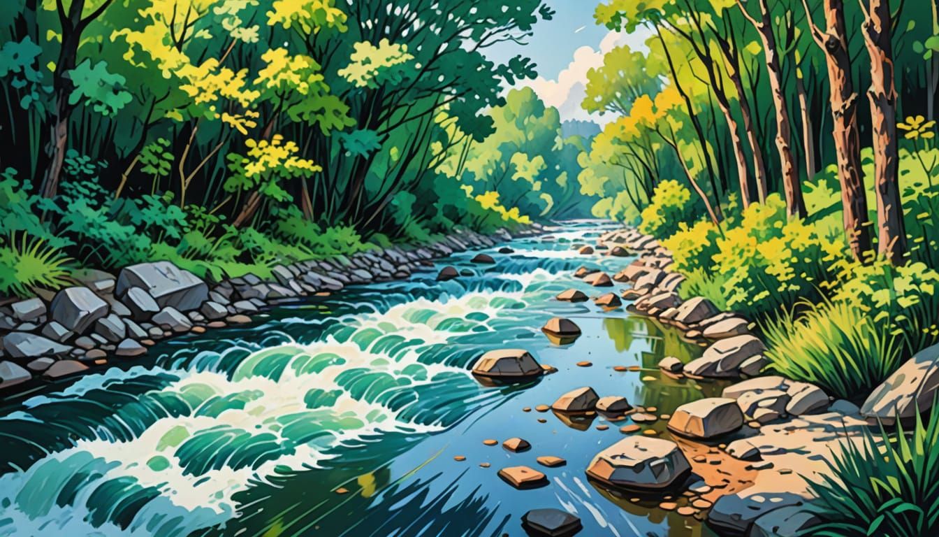 River Diversion Non-Hazardous Art In Comic Book Style