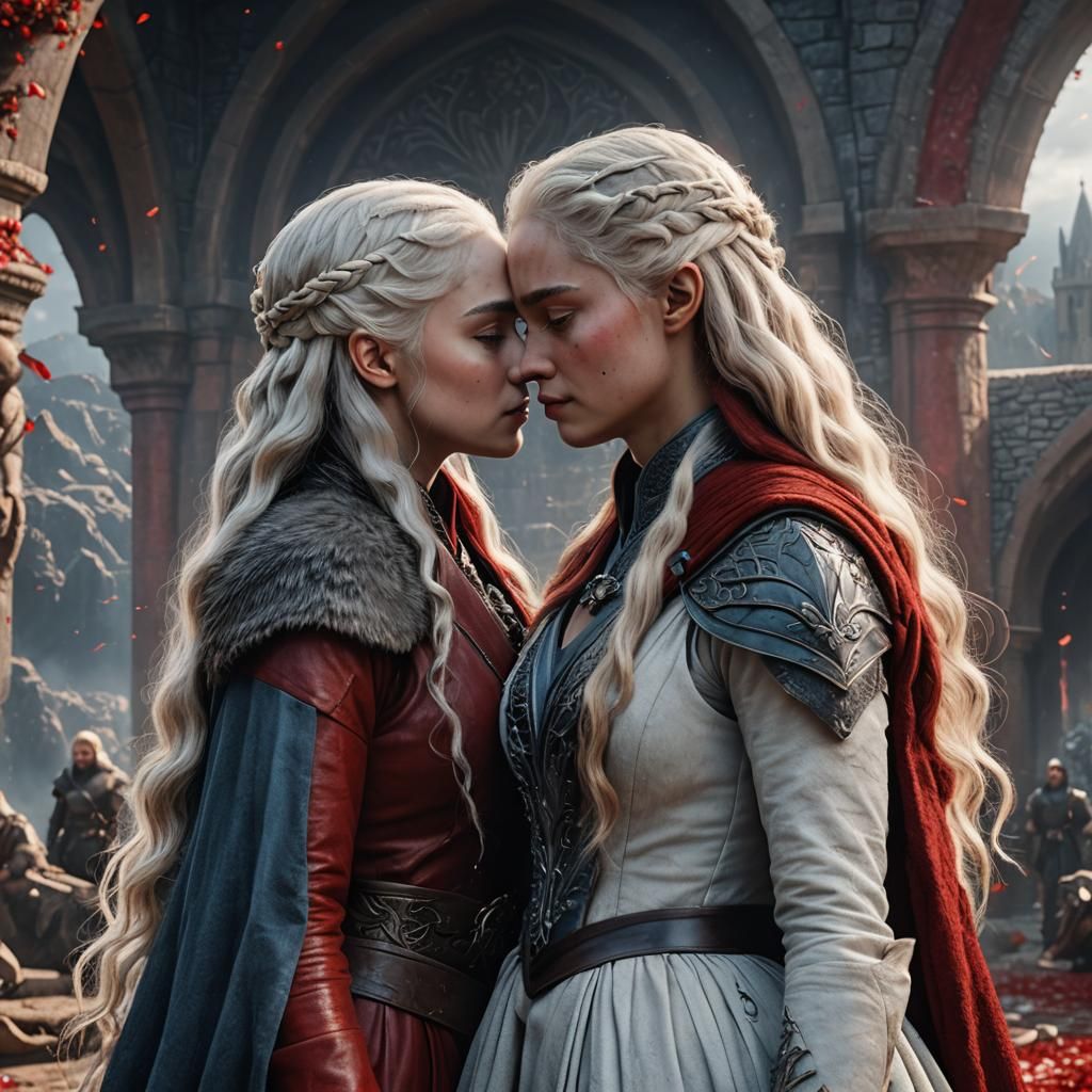 Daenerys and Sansa Kiss in Detailed Matte Painting