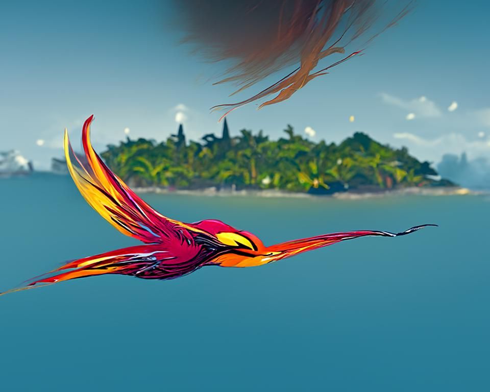 Bird of Paradise Lagoon Island: Digital Art