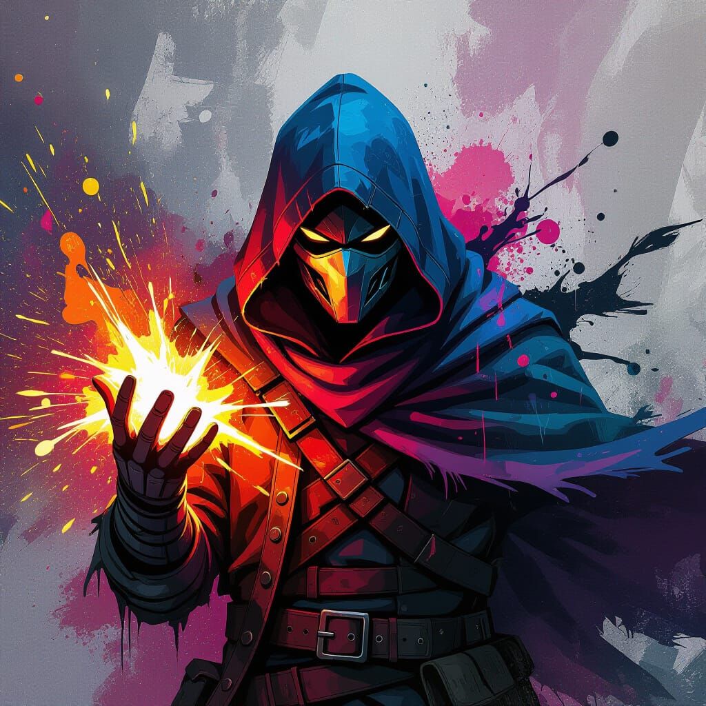 Mage Losing Control in Graffiti Art Style