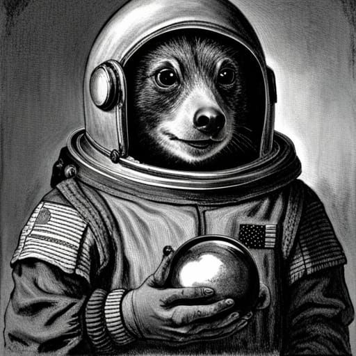 Mole in Astronaut Suit: A Doré-Inspired Horror