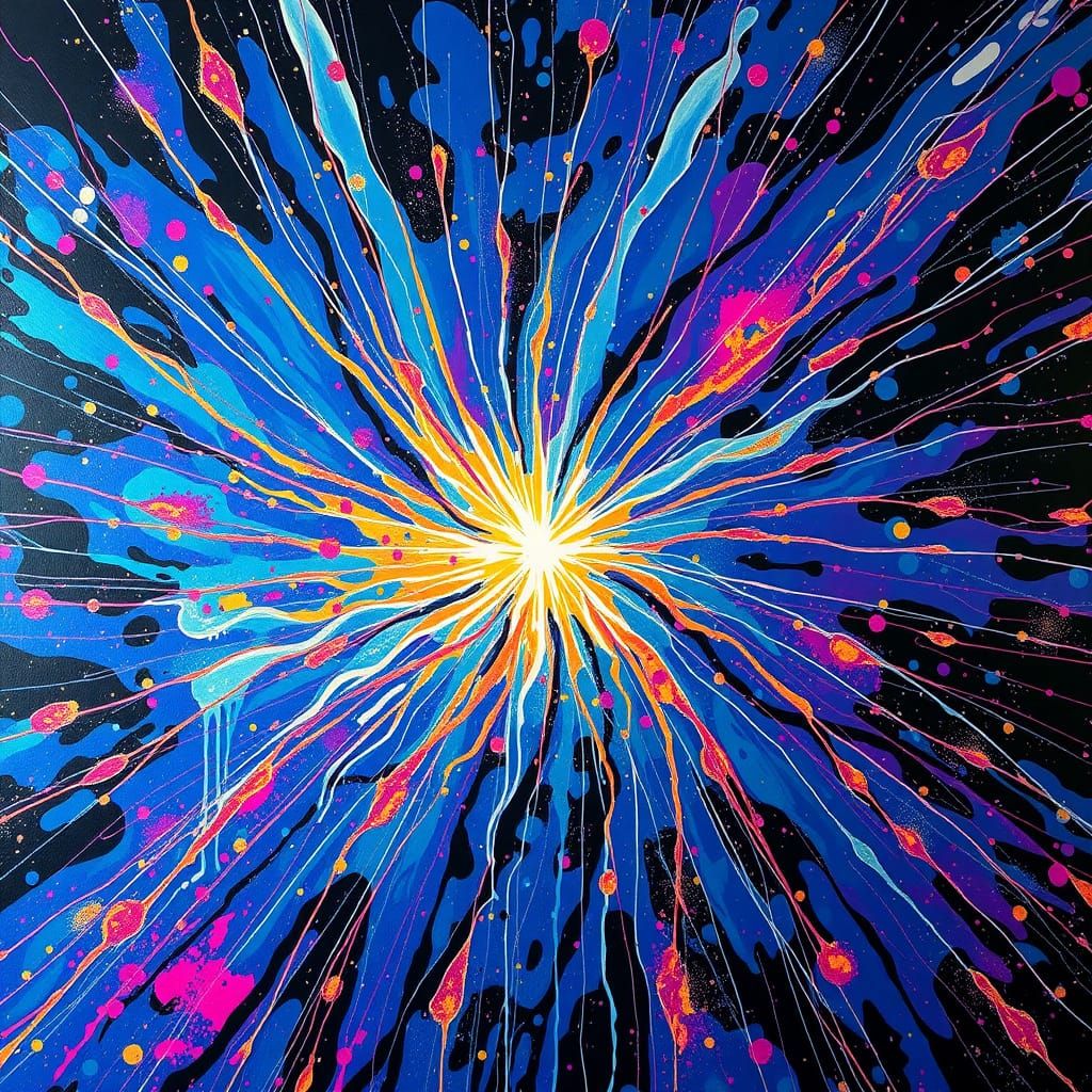 Cosmic Explosion in Vibrant Abstract Expressionism