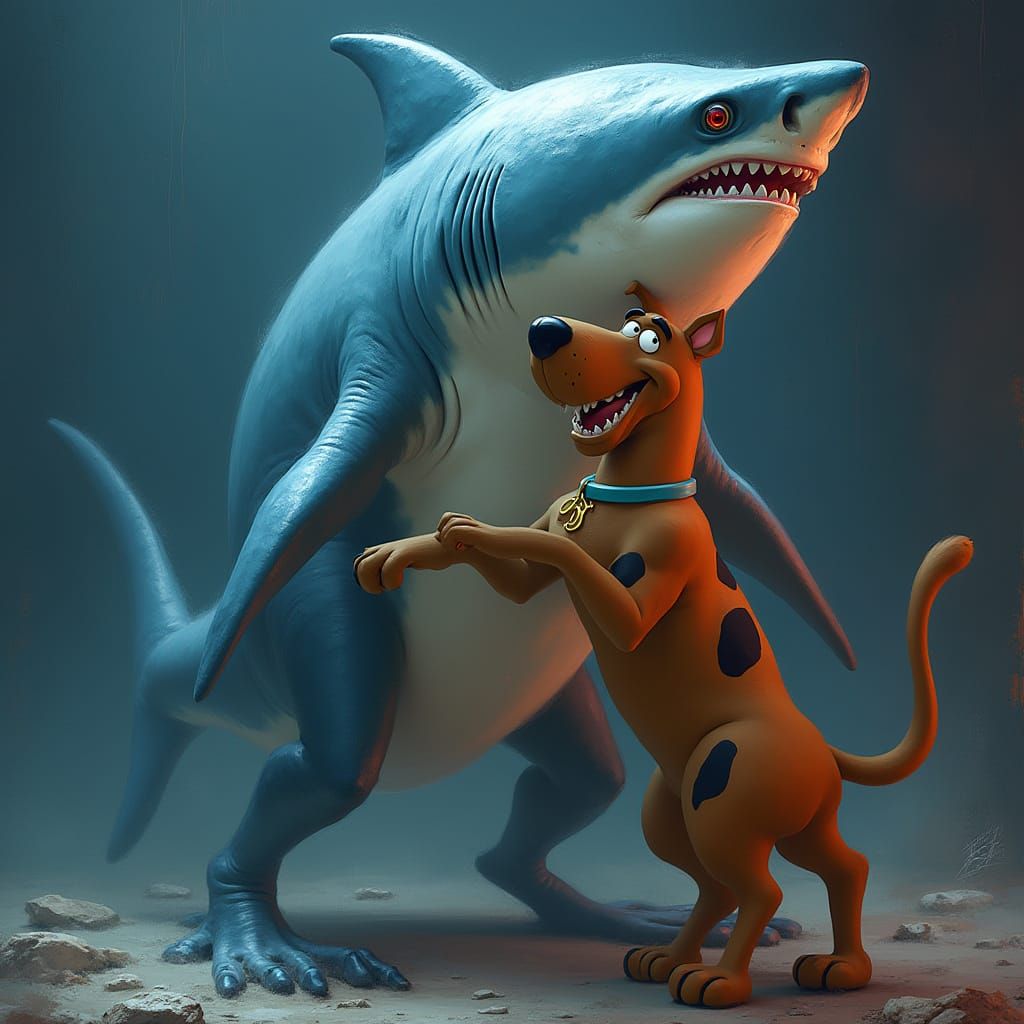 Great White Shark Scooby-Doo Hybrid Digital Painting