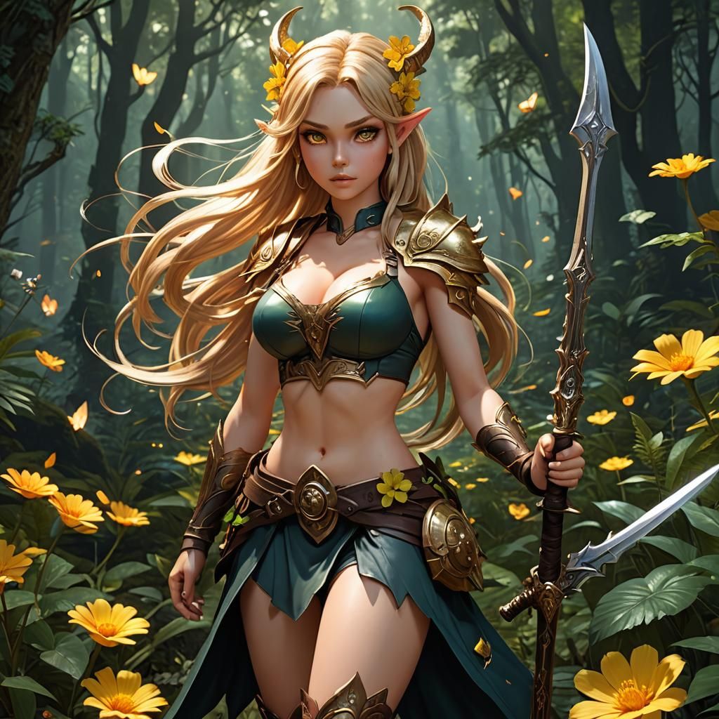 Pixie Girl in Eerie Forest: 3D Fantasy Art