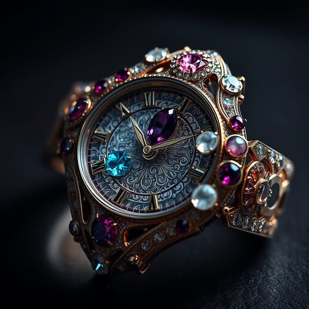 Tourmaline, Quartz, and Moonstone Ladies Watch