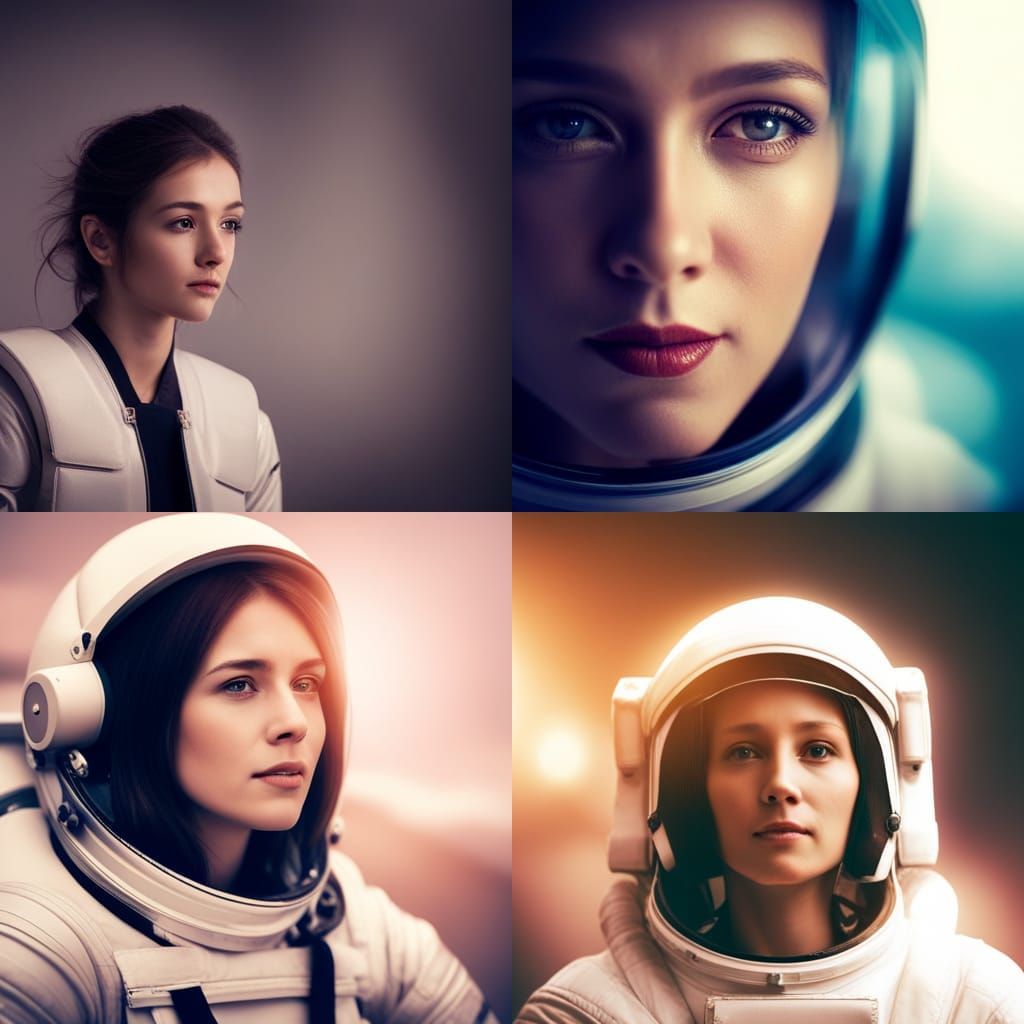 Romantic Soft Focus Female Astronaut Portrait