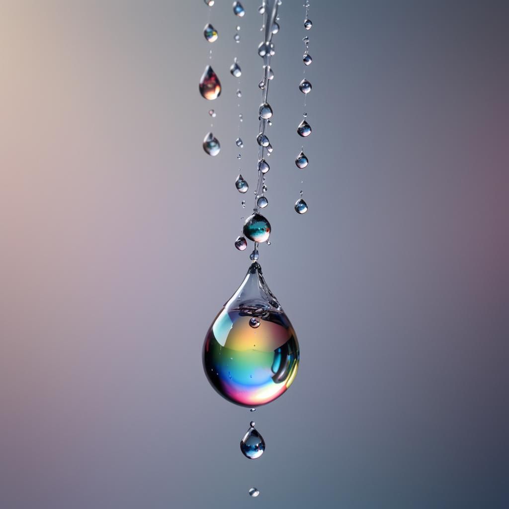 Iridescent Water Droplets in Hyper-Realistic Macro Photograp...