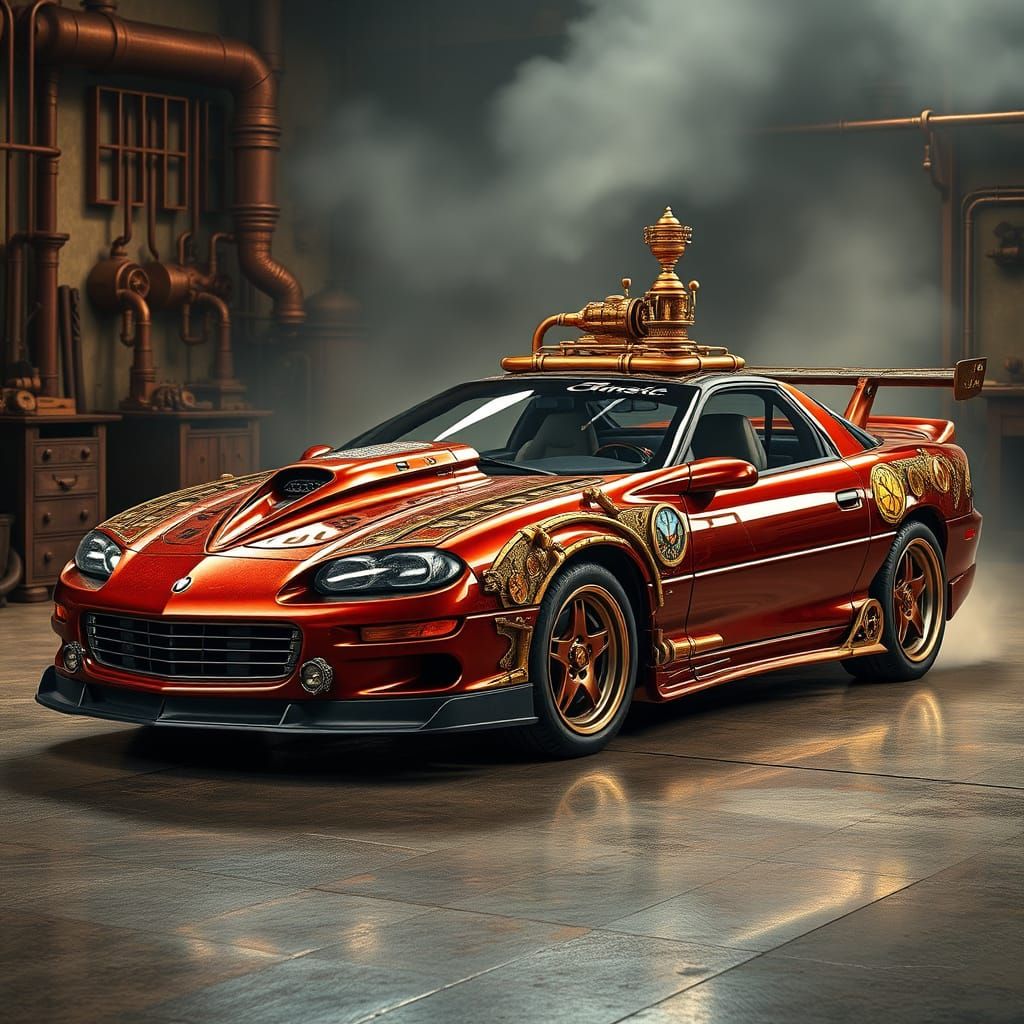 Vintage Futuristic 2000 Chevy Steam Machine Concept Art