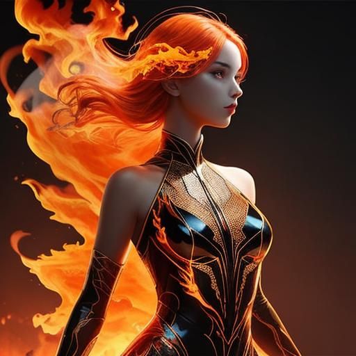 Fiery Silhouette: A Vision of Beauty