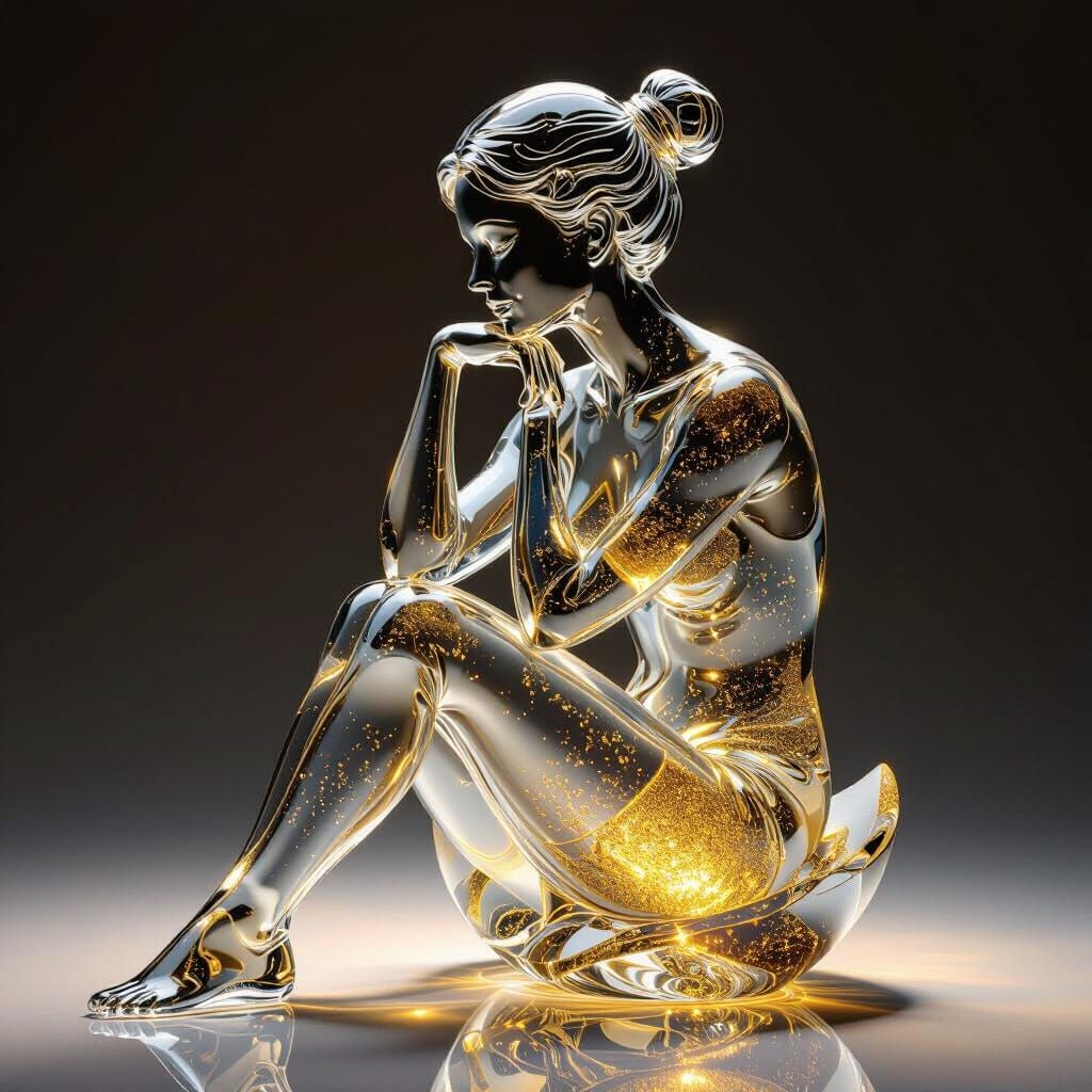 Abstract Murano Glass Woman Sculpture