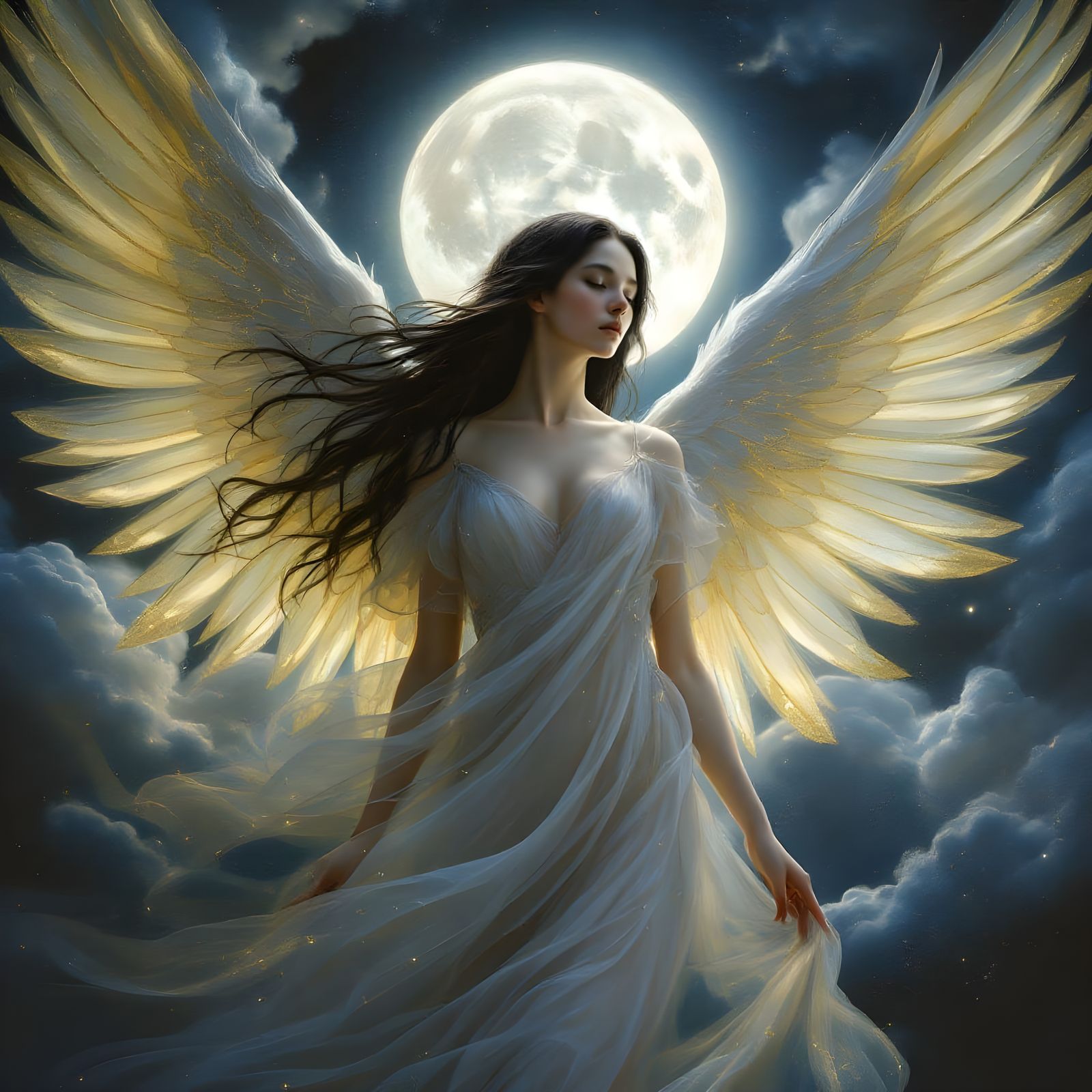 Angel of the Moonlit Night in Elegant Romantic Style