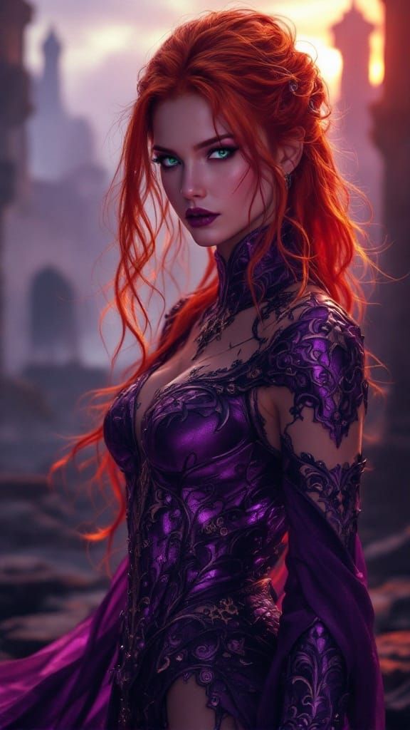 Ethereal Warrior Queen in Dark Fantasy Battlesuit