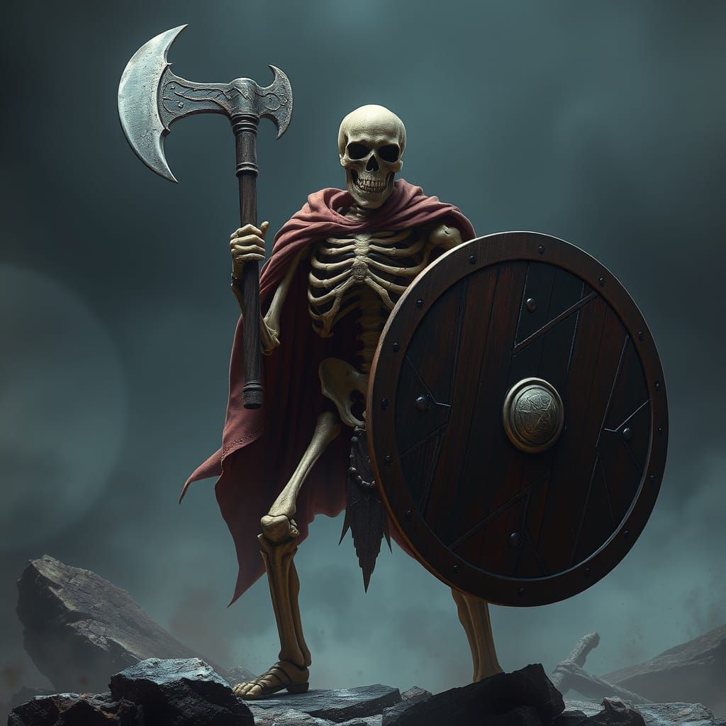 Epic Skeleton Warrior in Digital Matte Painting