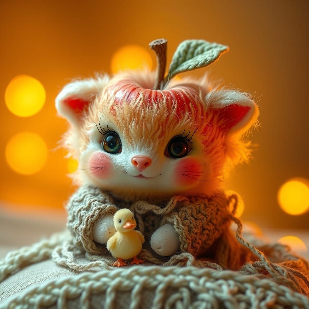 Cuddly Baby Apple in Dreamy Landscape