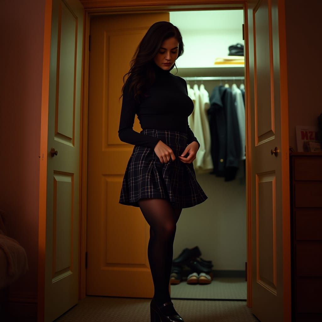 Sultry Curvy Woman in Moody Filmic Atmosphere