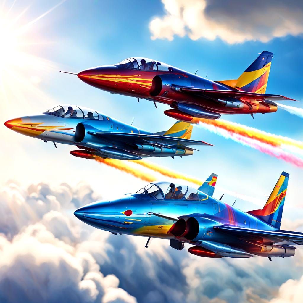 Jet Planes in Flight: Hyperrealistic Splash Art