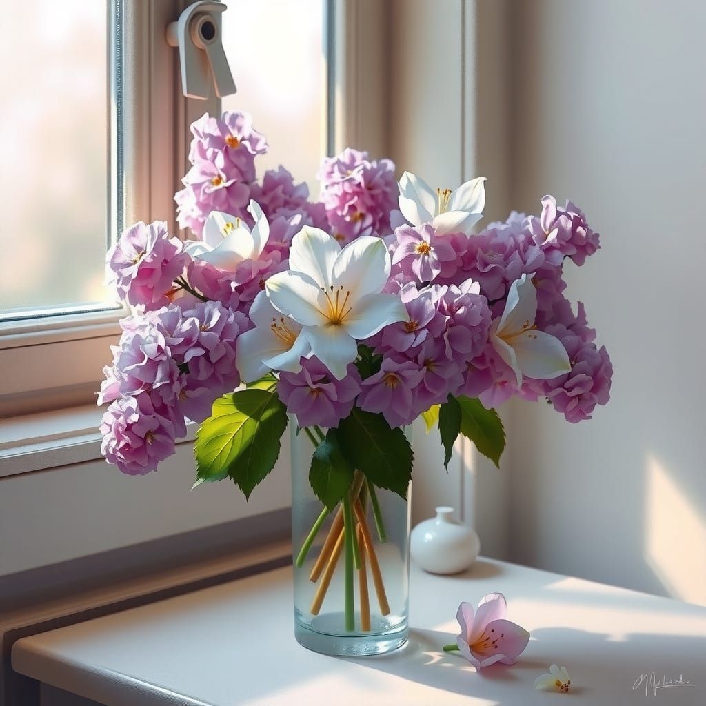 Floral Still Life in Oil Painting Style