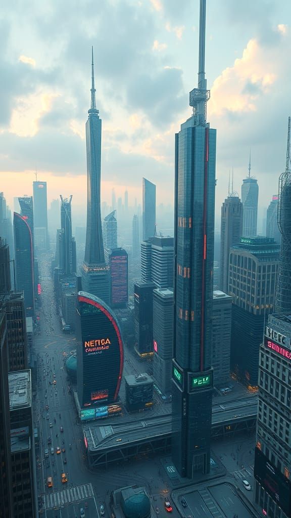 Cyberpunk Metropolis in Neon Hues