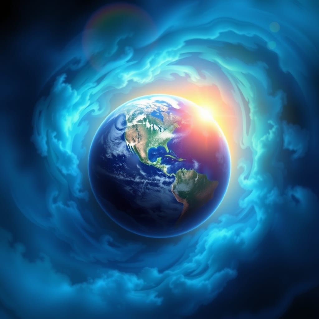 Ethereal Earth Aura in Vibrant Blues and Greens