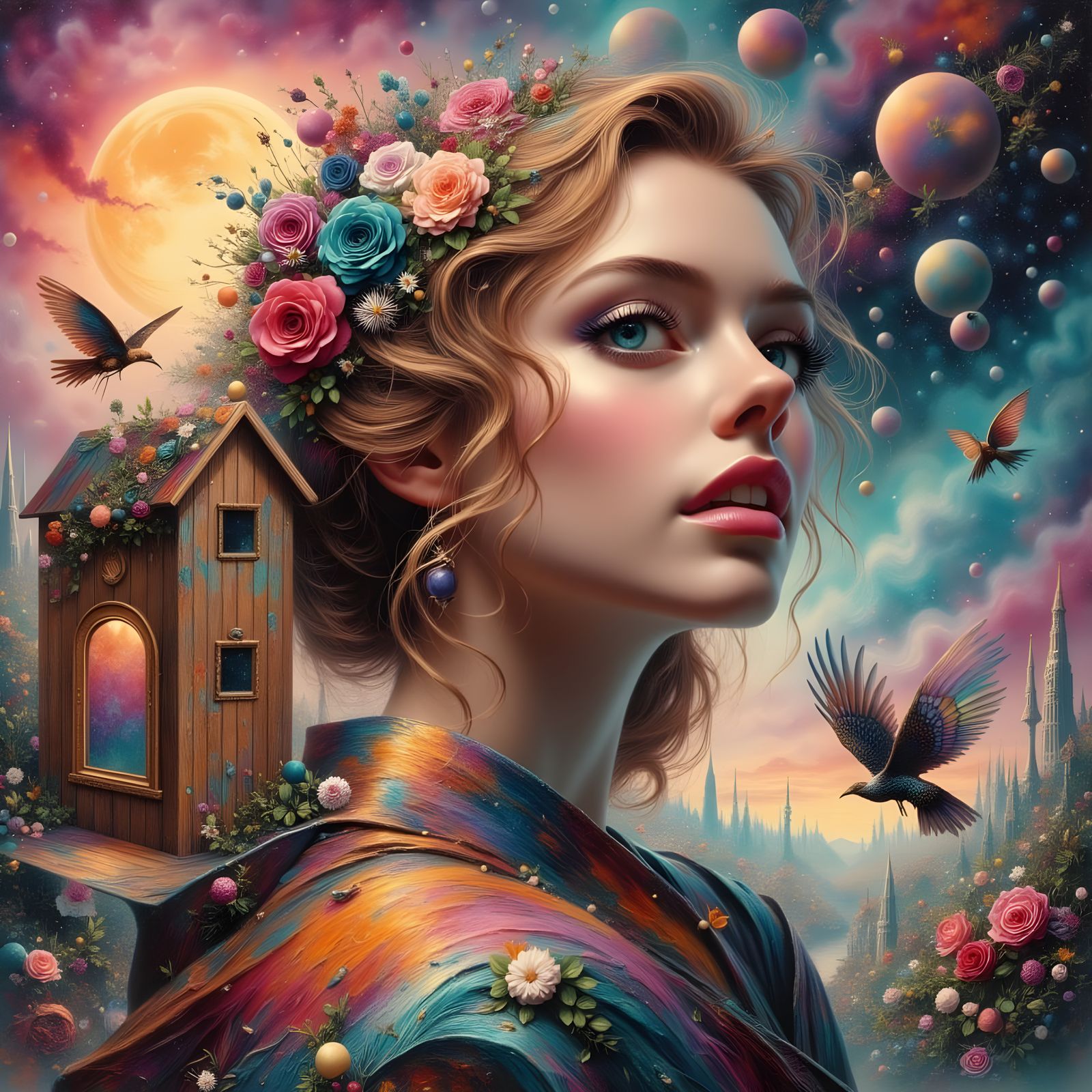 Woman with a Ticket, Oil Painting Style