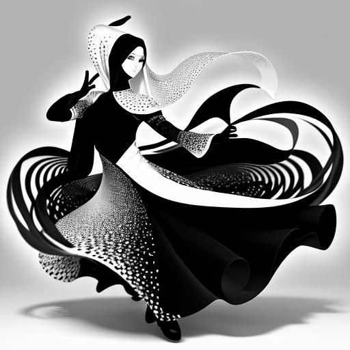 Abstract Curves with Ethereal Face in Black and White