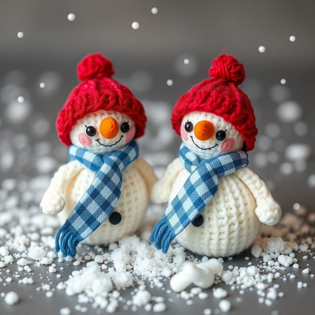 Adorable Amigurumi Snowmen in Winter Wonderland