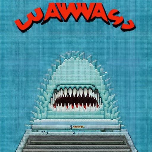 cross-stitch Jaws 3D theatrical poster