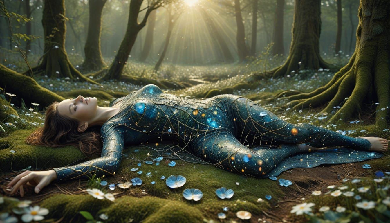 Cosmic Bio Art Collage in Vibrant Digital Style