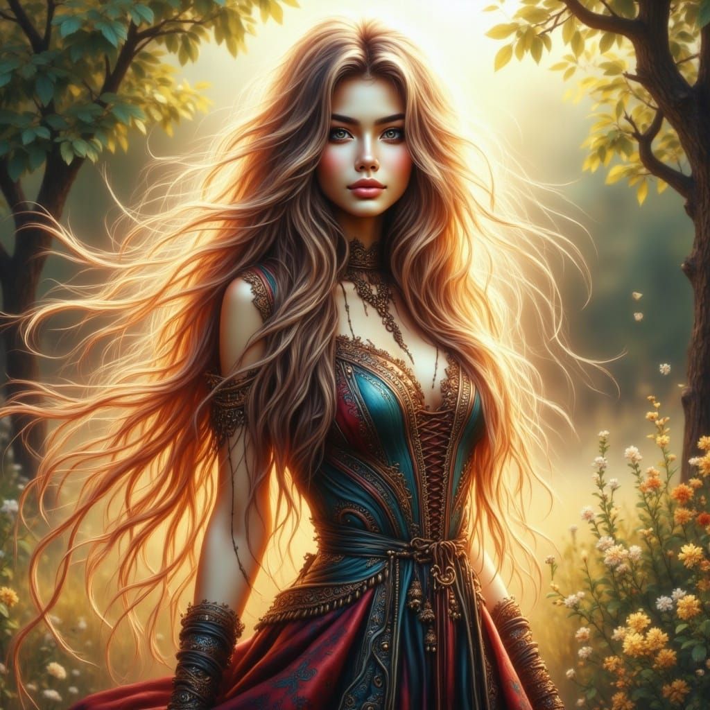 Anime Teenage Girl in Natural Environment