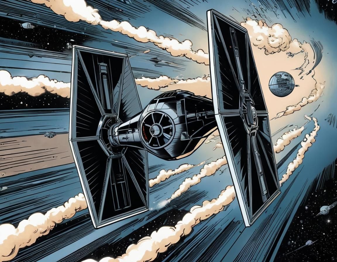Star Wars TIE Fighter in Comic Book Style