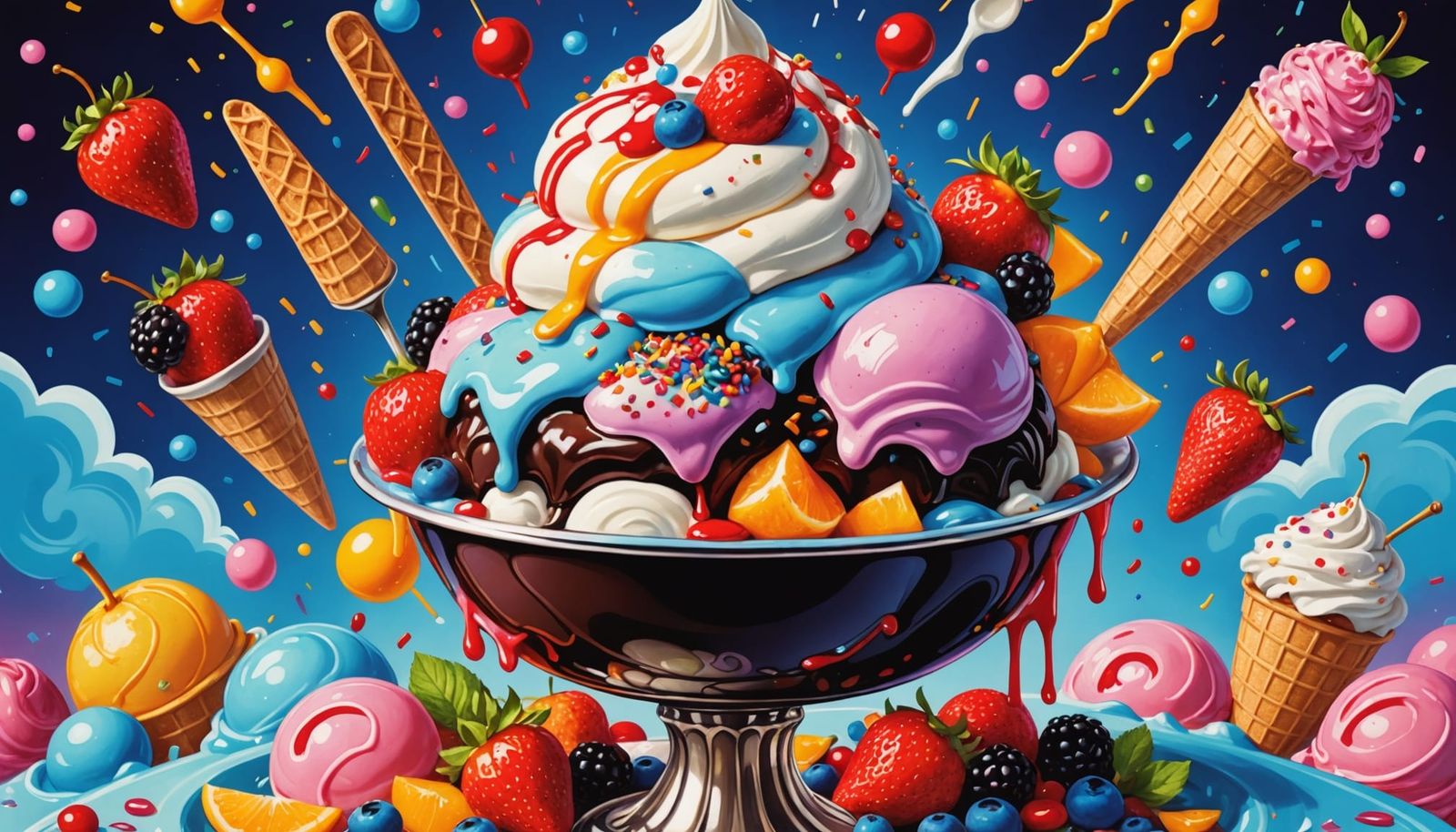 Fantasy Ice Cream Sundae in Art Nouveau Style