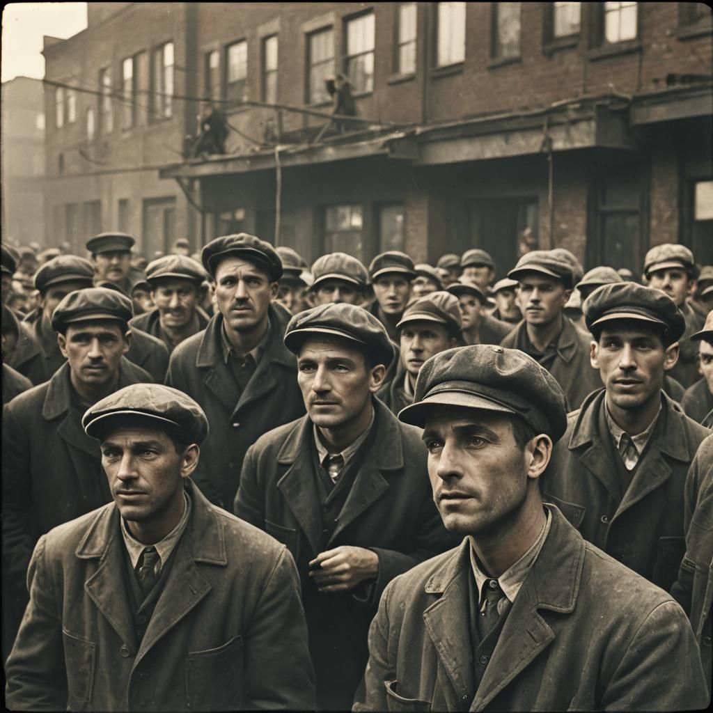 Industrial Workers in 1930s Style Film Noir