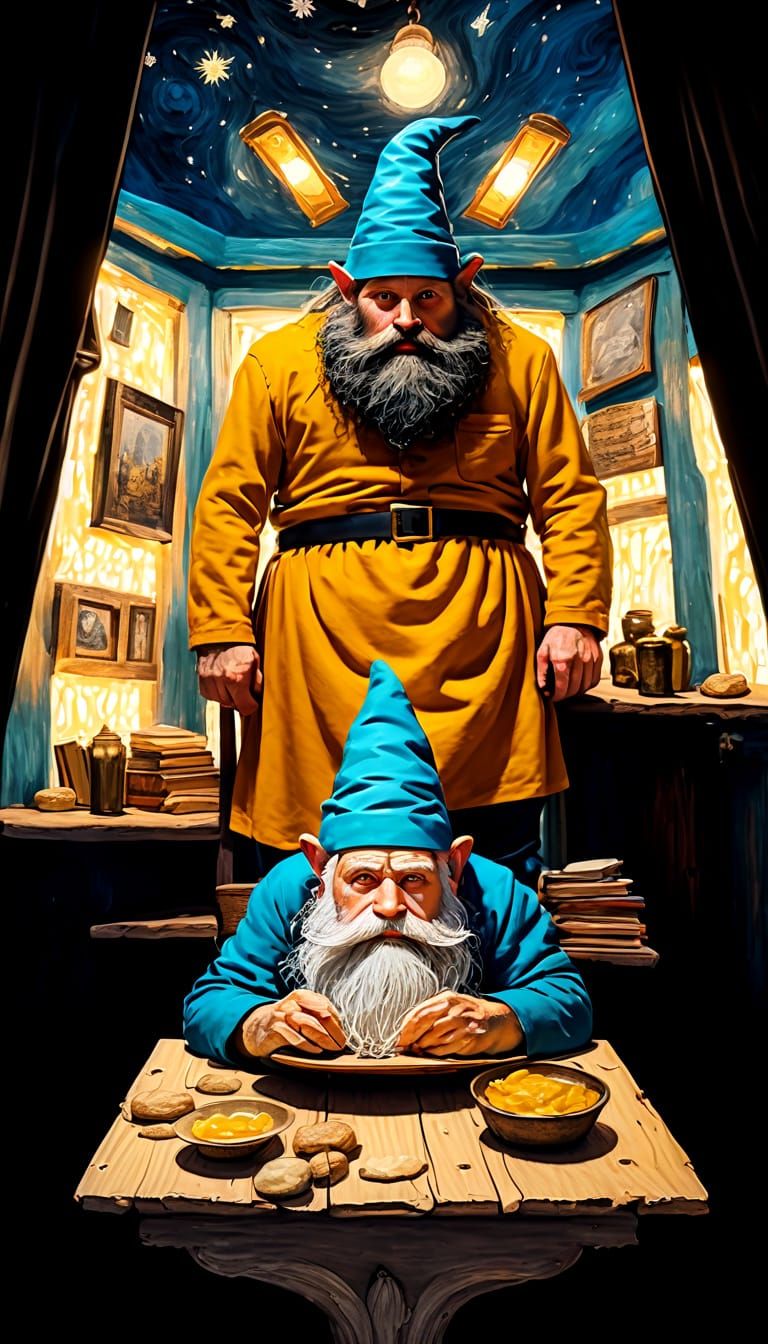 A Wise Gnome's Cozy Sanctuary in Vibrant, Hyperrealistic Spl...