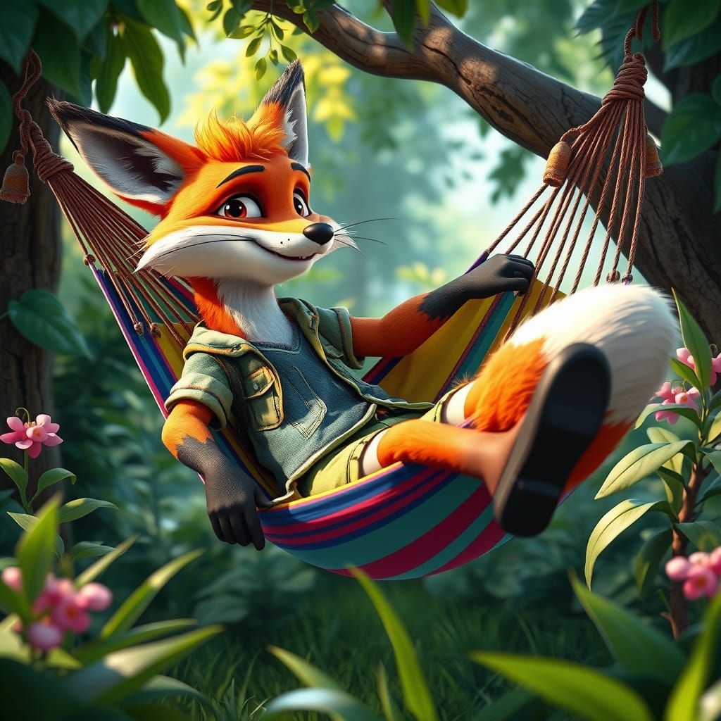 relaxing fox