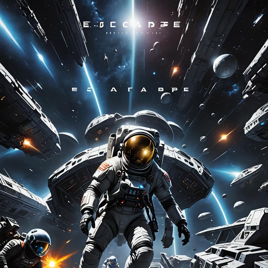 Escape from Alien Ship: Space Scene with Escape Pods